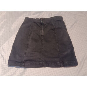 Free People Women’s A‑Line Mini Skirt Black Size 2 Cotton Blend Zip Back